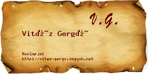 Vitéz Gergő névjegykártya